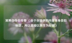 冥界白夺命传奇 （由于你提供的内容本身类似标题，所以直接以其作为标题）