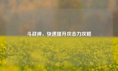 斗战神，快速提升攻击力攻略