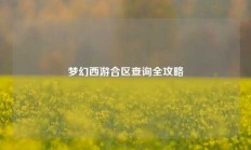 梦幻西游合区查询全攻略