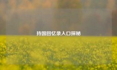 持国回忆录入口探秘