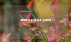 破解LOL手游进不去难题