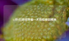 12月6日游戏停服一天背后原因揭秘