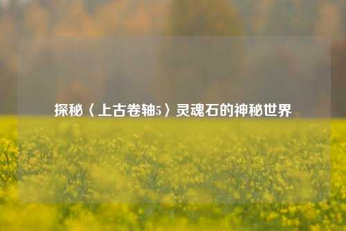 探秘〈上古卷轴5〉灵魂石的神秘世界