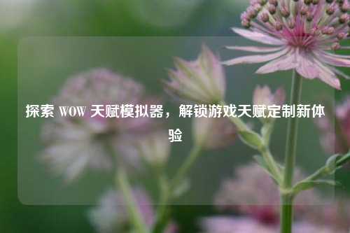探索 WOW 天赋模拟器,解锁游戏天赋定制新体验