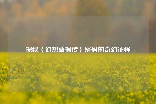 探秘〈幻想曹操传〉密码的奇幻征程