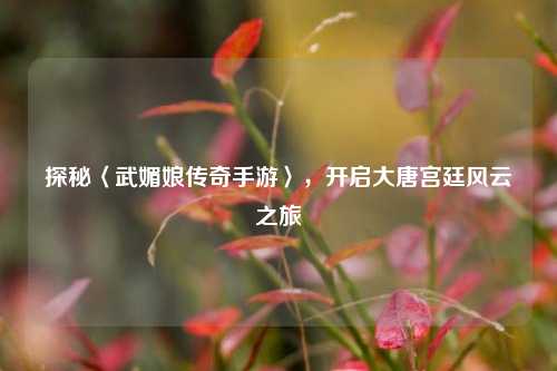 探秘〈武媚娘传奇手游〉，开启大唐宫廷风云之旅