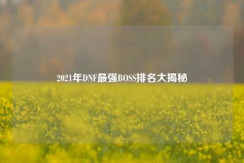 2021年DNF最强BOSS排名大揭秘